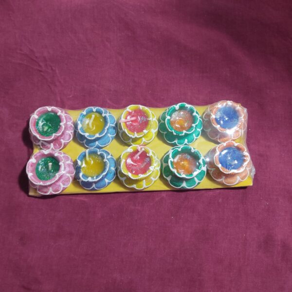 Terrocota Handi Diya with wax- Pack of 10 - Handmade- For Decoration and Gifting Candle  (Multicolor, Pack of 10) - Image 3