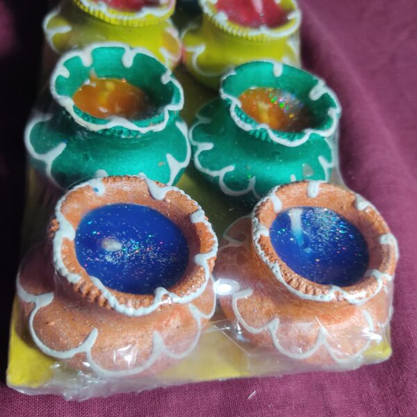 Terrocota Handi Diya with wax- Pack of 10 - Handmade- For Decoration and Gifting Candle  (Multicolor, Pack of 10) - Image 2